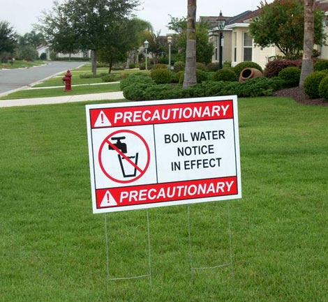 Photo of Boil Water Notice in Effect Lawn Sign